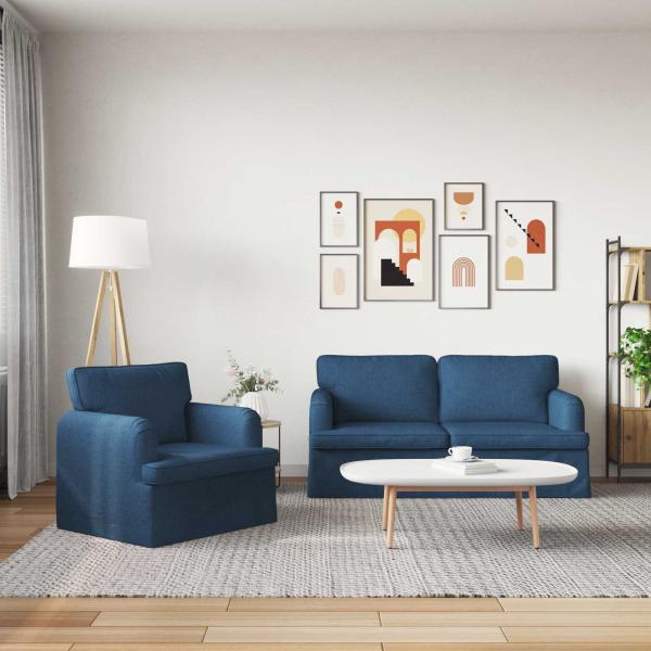 Sofa 2 pcs Blau Metall