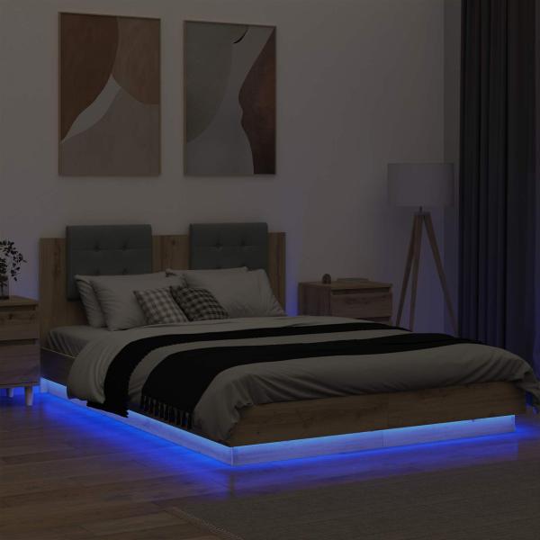 Bettgestell mit Kopfteil Artisan-Eiche 120 x 200 cm