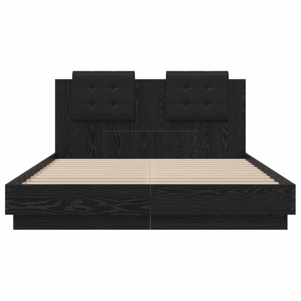 Bettgestell mit Kopfteil Schwarz Eichen-Optik 120 x 200 cm