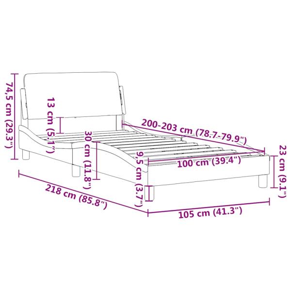 Bettgestell "Dover" Dunkelgrau 100x203 cm Samt