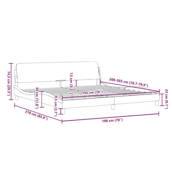 Bettgestell "Dover" Schwarz 193x203 cm Kunstleder