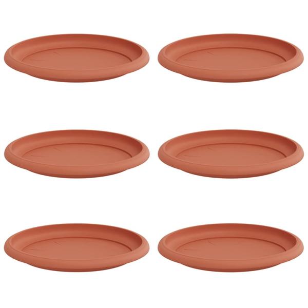 Runde Blumenplatte 6 pcs Ziegelrot Ø 14 x 2 cm Kunststoff
