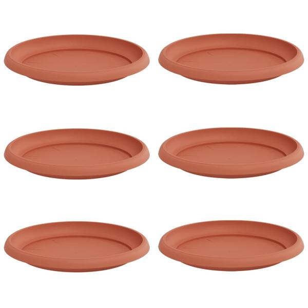 Runde Blumenplatte 6 pcs Ziegelrot Ø 14 x 2 cm Kunststoff
