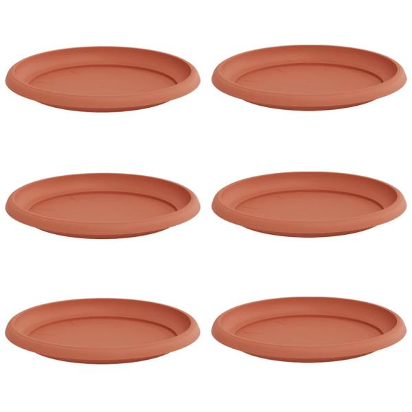 Runde Blumenplatte 6 pcs Ziegelrot Ø 14 x 2 cm Kunststoff