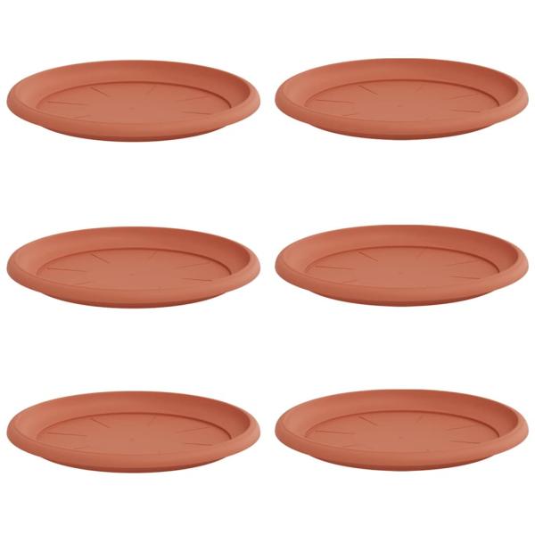 Runde Blumenplatte 6 pcs Ziegelrot Ø 14 x 2 cm Kunststoff
