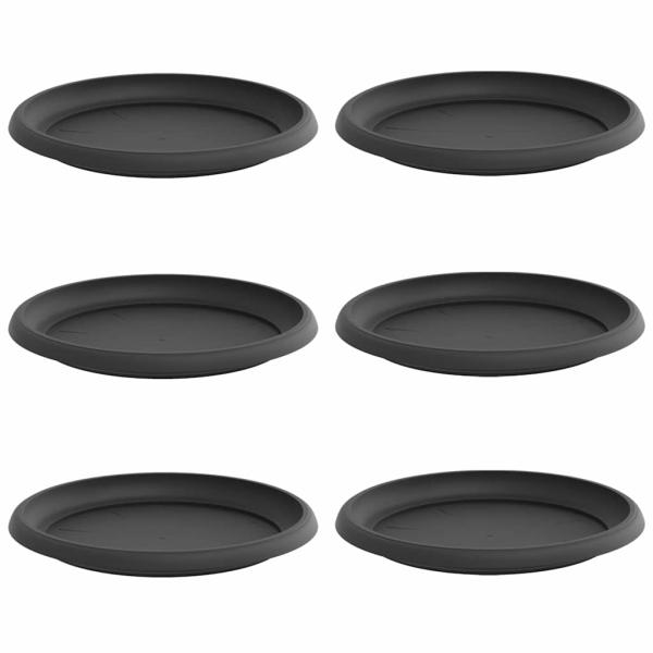 Runde Blumenplatte 6 pcs Schwarz Ø 14 x 2 cm Kunststoff