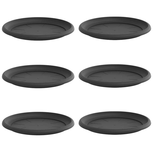 Runde Blumenplatte 6 pcs Schwarz Ø 14 x 2 cm Kunststoff