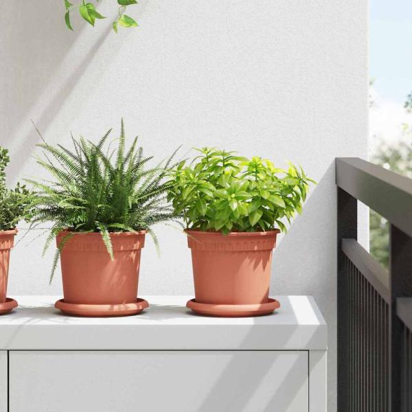 ARDEBO.de - Runde Blumenplatte 24 pcs Ziegelrot Ø 14 x 2 cm Kunststoff