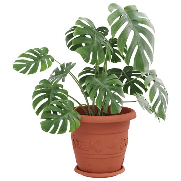 Runde Blumenplatte 24 pcs Ziegelrot Ø 14 x 2 cm Kunststoff