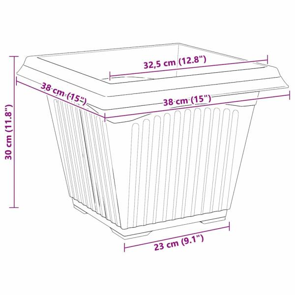 Quadratischer Blumentopf 24 pcs Schwarz 43 x 43 x 33,5 cm