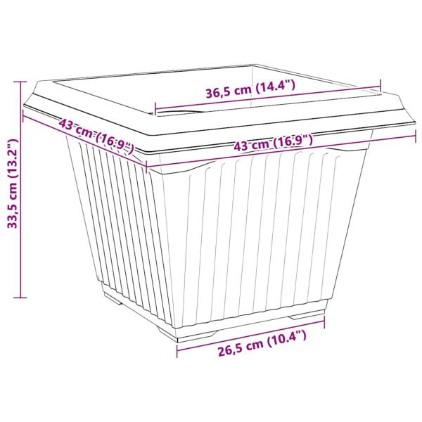 Quadratischer Blumentopf 24 pcs Schwarz 43 x 43 x 33,5 cm