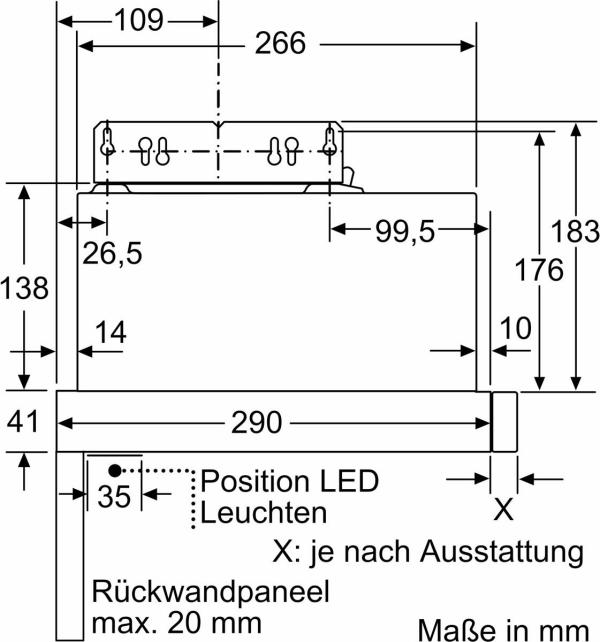 Neff D46BR22X2 N30 Flachschirmhaube, 60 cm breit, 394 m³/h, 3 leistungsstufen, Silbermetallic