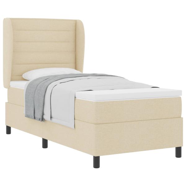 Boxspringbett mit Matratze mit Kopfteil Creme 80 x 200 cm Stoff