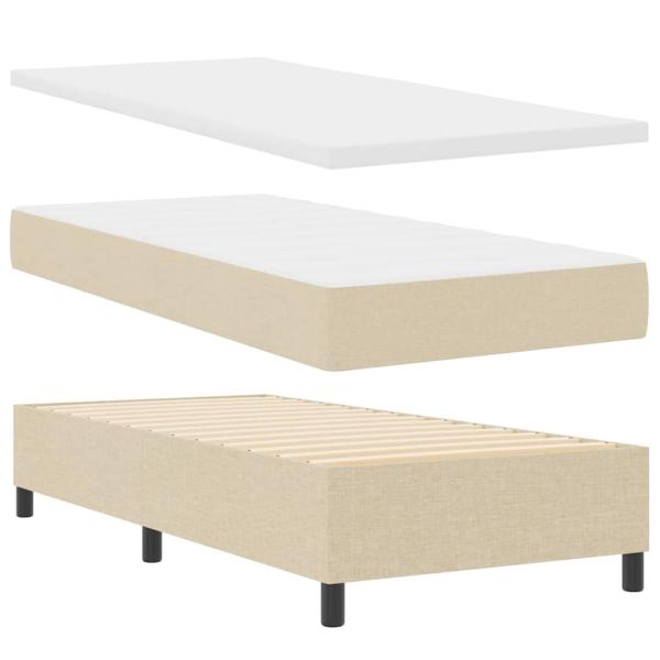 ARDEBO.de - Boxspringbett mit Matratze mit Kopfteil Creme 80 x 200 cm Stoff