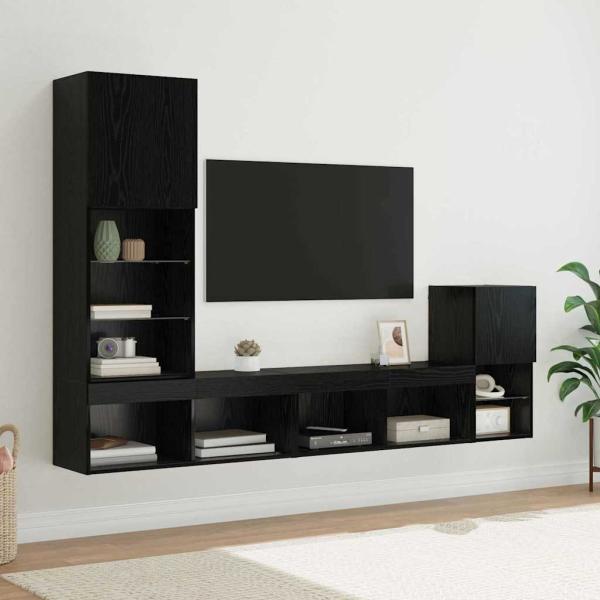 ARDEBO.de - TV-Wandgeräte Wandmontiert Schwarz Eichen-Optik Holzwerkstoff