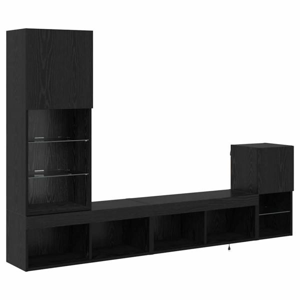 TV-Wandgeräte Wandmontiert Schwarz Eichen-Optik Holzwerkstoff