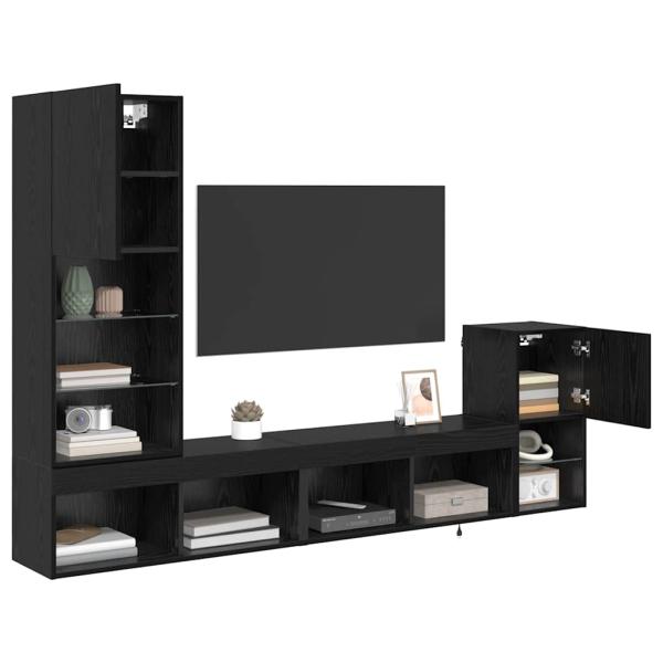 TV-Wandgeräte Wandmontiert Schwarz Eichen-Optik Holzwerkstoff