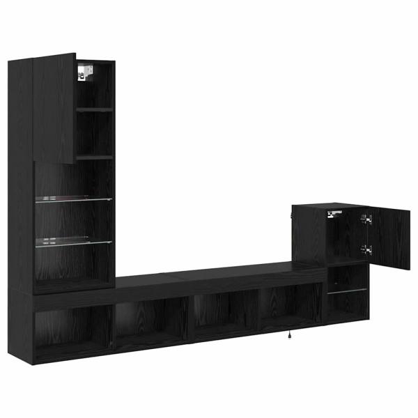 TV-Wandgeräte Wandmontiert Schwarz Eichen-Optik Holzwerkstoff