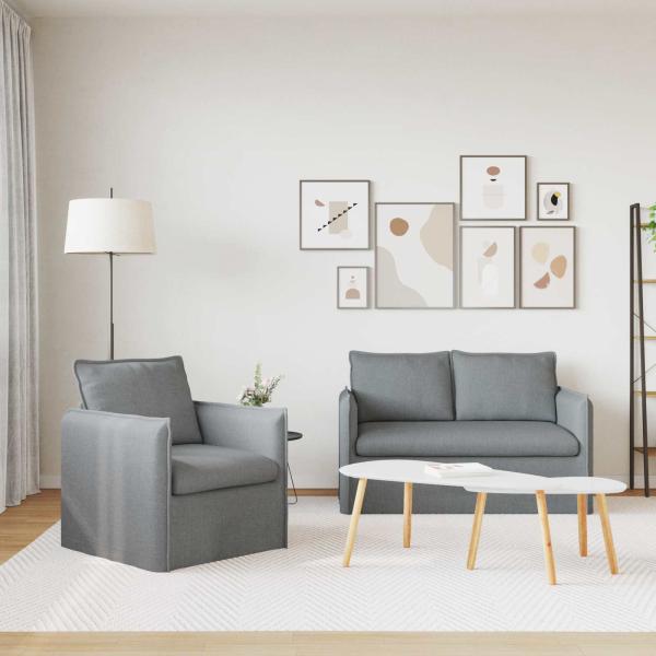 ARDEBO.de - Sofa 120cm 2 pcs Hellgrau Metall