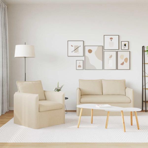 Sofa 120cm 2 pcs Creme Metall