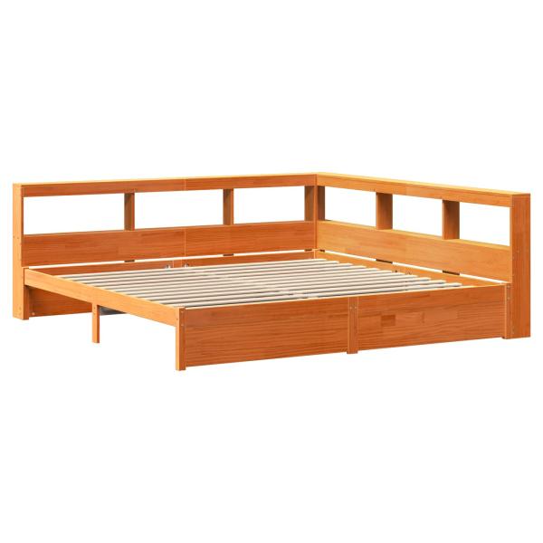 Bücherregal-Bett mit Kopfteil 2 pcs Wachsbraun 200 x 200 cm
