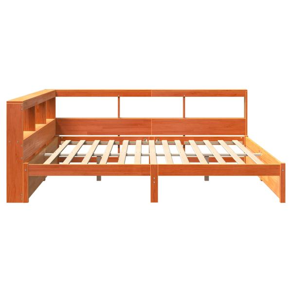 Bücherregal-Bett mit Kopfteil 2 pcs Wachsbraun 200 x 200 cm