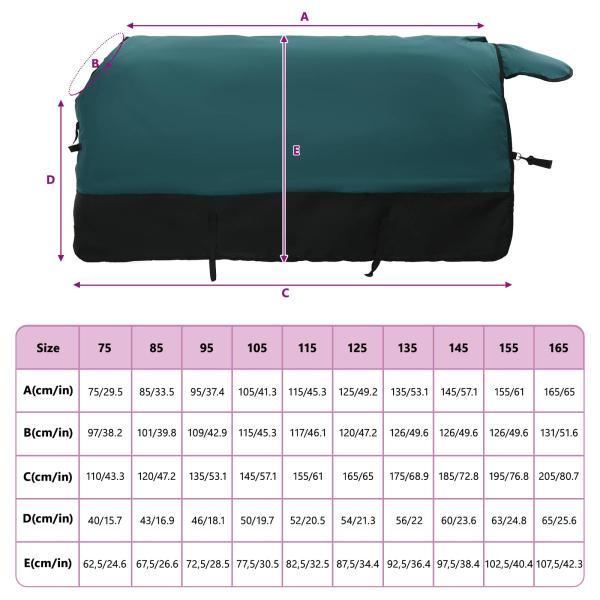 Pferdedecke Dunkelgrün und Schwarz 75 cm Polyester