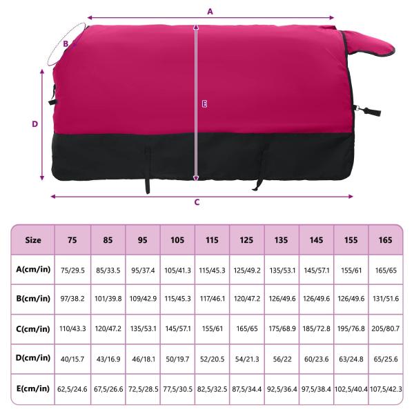 Pferdedecke Rosa und Schwarz 165 cm Polyester