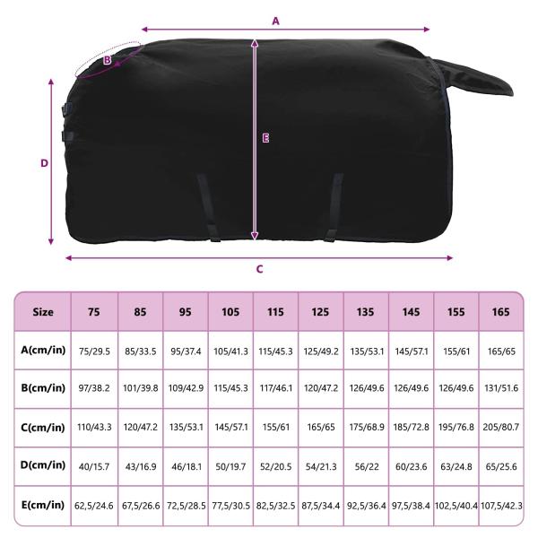 ARDEBO.de - Pferdedecke Dunkelgrün und Schwarz 135 cm Polyester