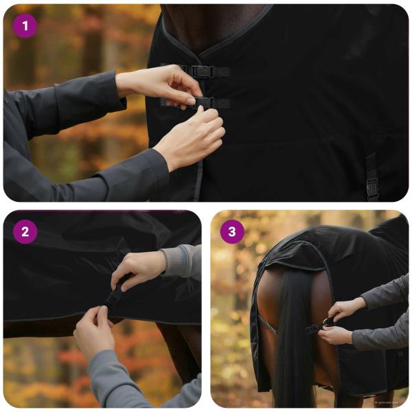 Pferdedecke Dunkelgrün und Schwarz 135 cm Polyester