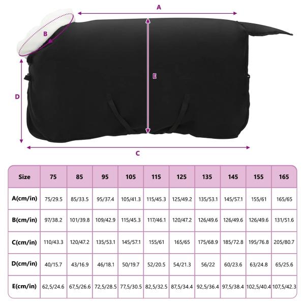 Pferdedecke Schwarz 85 cm Polarfleece