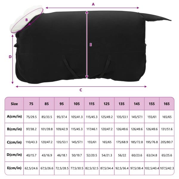 Pferdedecke Schwarz 145 cm Polarfleece