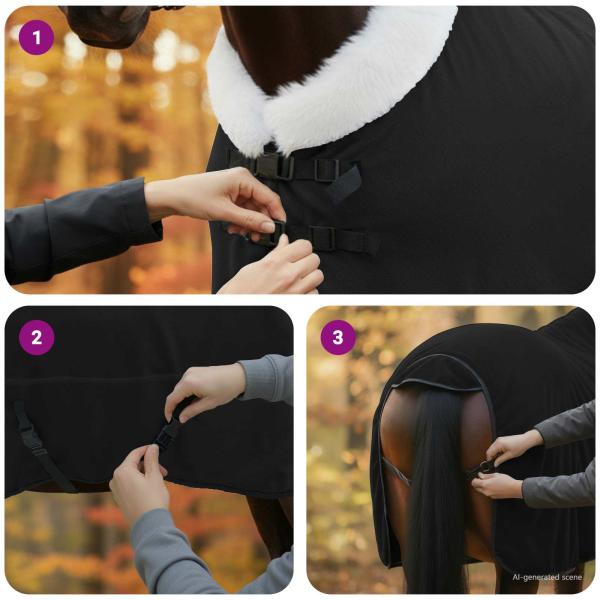 Pferdedecke Schwarz 145 cm Polarfleece