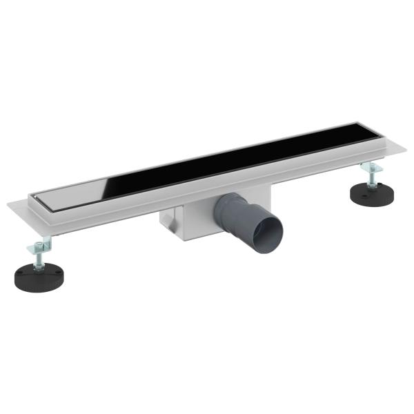 Duschabfluss mit Glasabdeckung Schwarz 50 cm Edelstahl 304