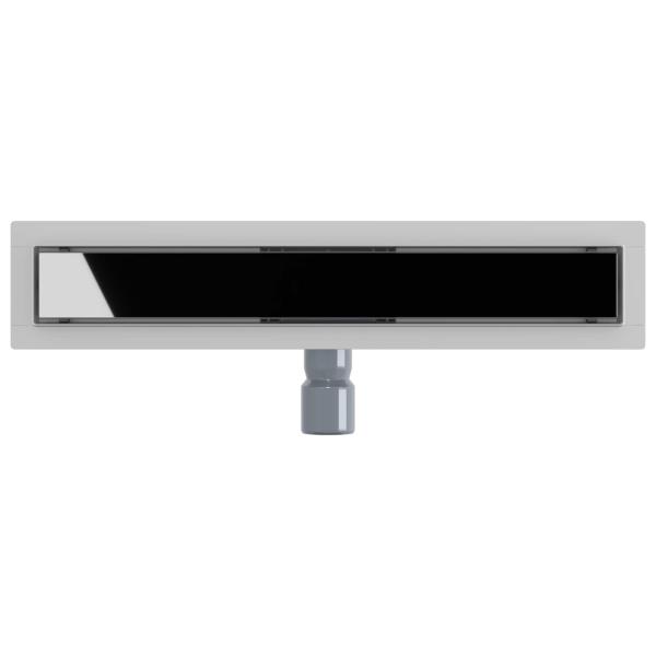 Duschabfluss mit Glasabdeckung Schwarz 50 cm Edelstahl 304