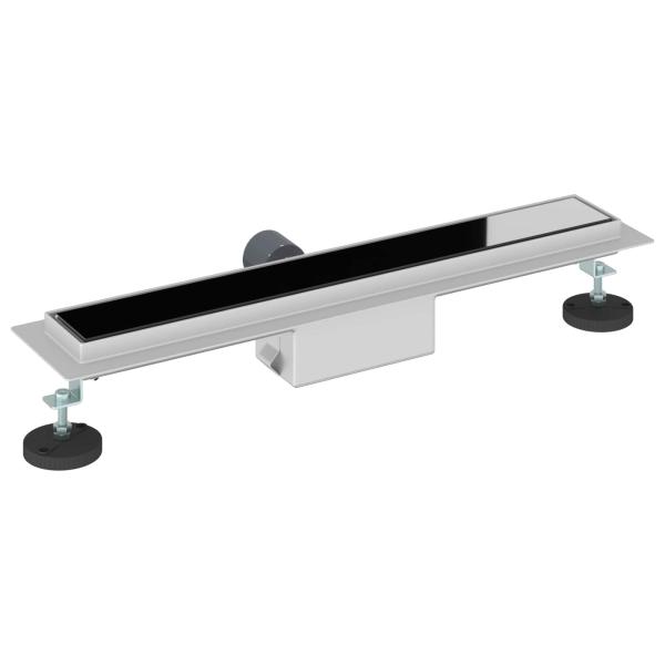 Duschabfluss mit Glasabdeckung Schwarz 50 cm Edelstahl 304