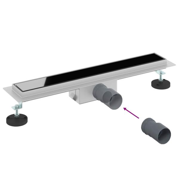 Duschabfluss mit Glasabdeckung Schwarz 60 cm Edelstahl 304