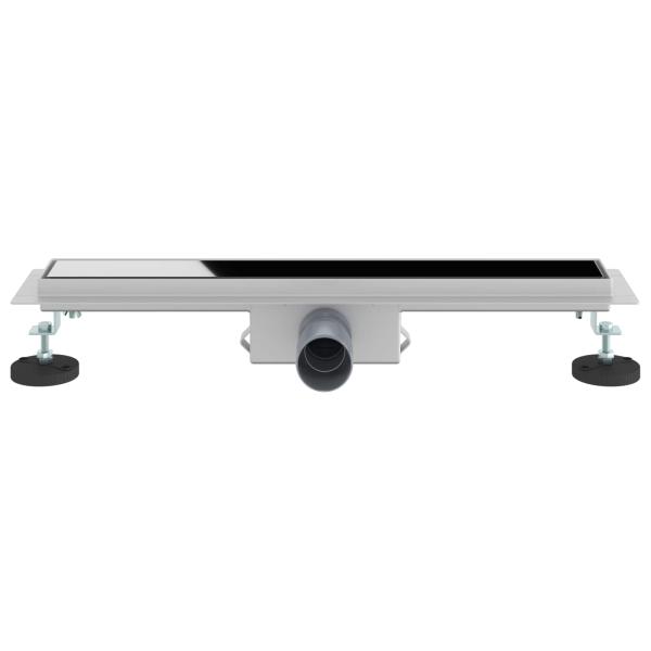 Duschabfluss mit Glasabdeckung Schwarz 60 cm Edelstahl 304