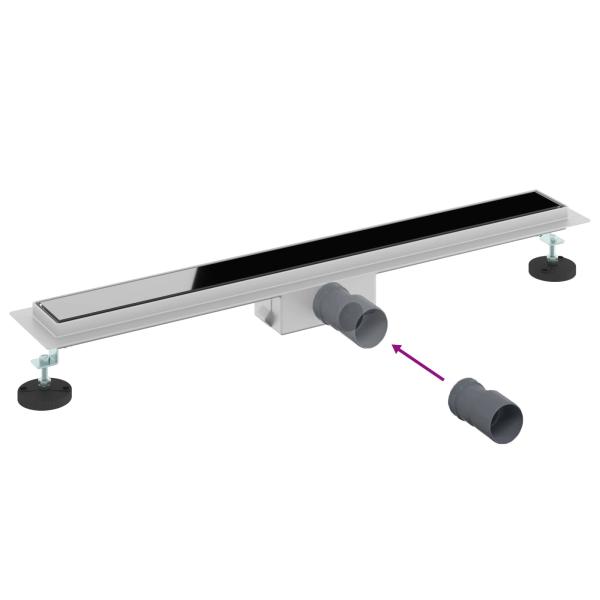 Duschabfluss mit Glasabdeckung Schwarz 80 cm Edelstahl 304