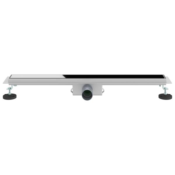 Duschabfluss mit Glasabdeckung Schwarz 80 cm Edelstahl 304