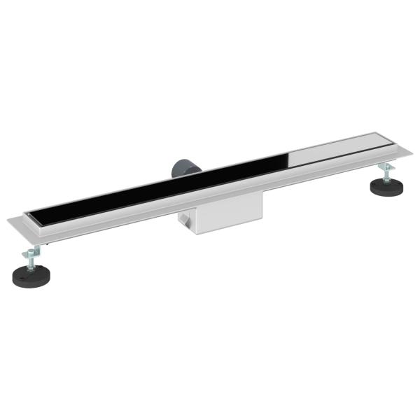 Duschabfluss mit Glasabdeckung Schwarz 80 cm Edelstahl 304