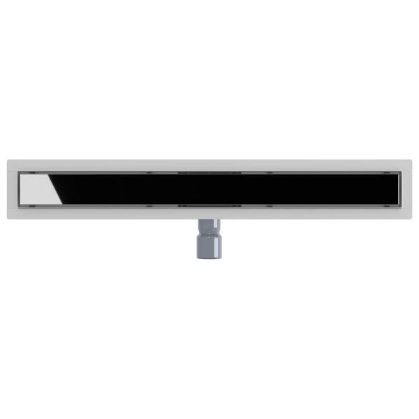 Duschabfluss mit Glasabdeckung Schwarz 80 cm Edelstahl 304