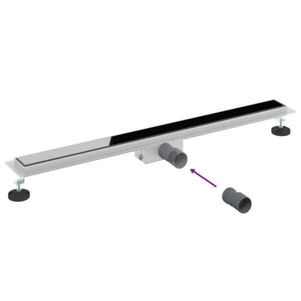 Duschabfluss mit Glasabdeckung Schwarz 90 cm Edelstahl 304