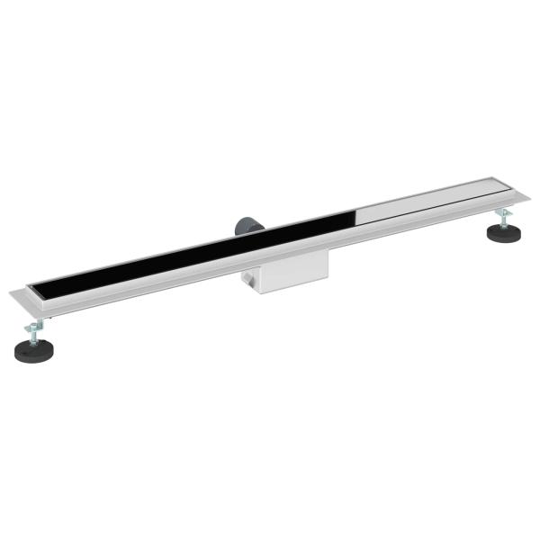 Duschabfluss mit Glasabdeckung Schwarz 90 cm Edelstahl 304