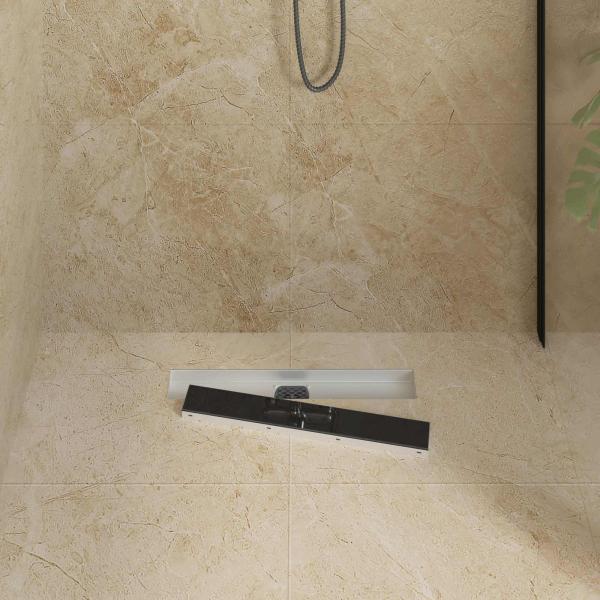 Duschabfluss mit Glashülle und 360° Siphon Schwarz 50 cm