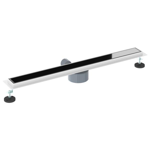 Duschabfluss mit Glashülle und 360° Siphon Schwarz 80 cm