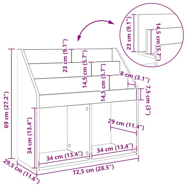 Kinderregal mit Speicher Weiß 72,5 x 29,5 x 69 cm Holzwerkstoff