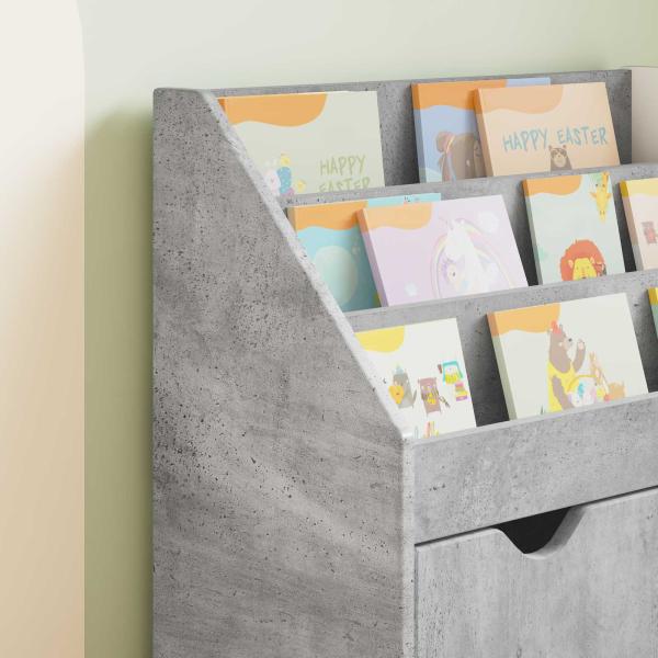 ARDEBO.de - Kinderregal Beton Grau 60 x 29,5 x 69 cm Holzwerkstoff