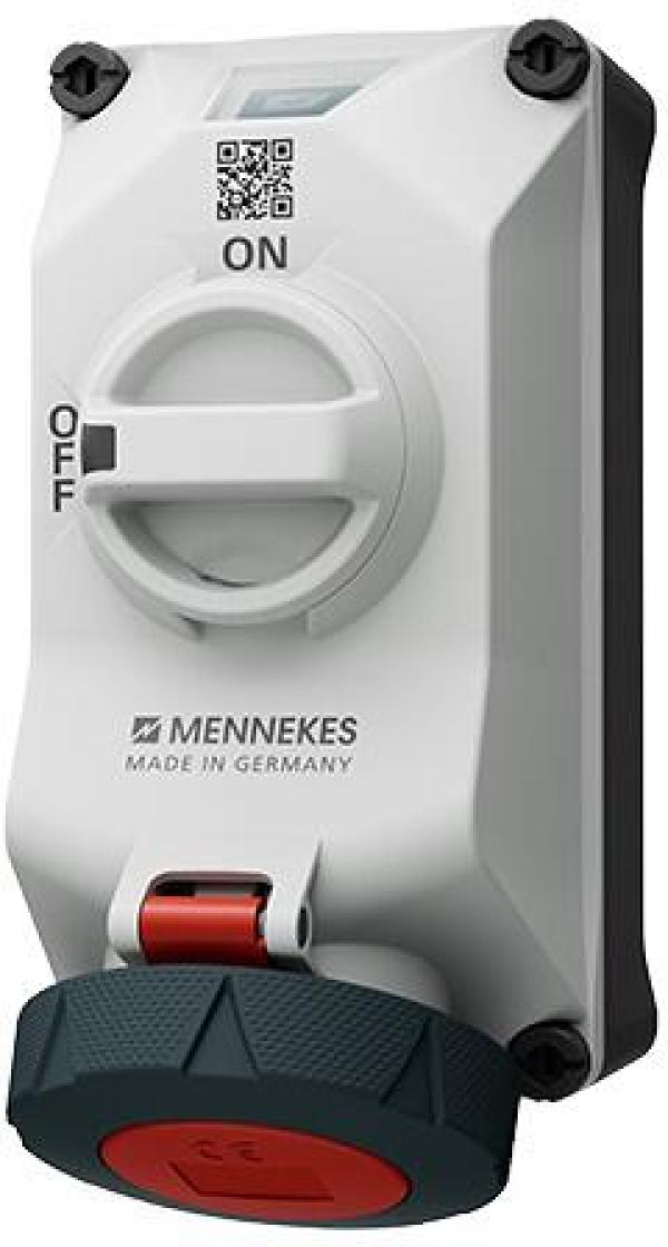 ARDEBO.de Mennekes Wandsteckdose DUOi, 32A, 5-Polig, 6h, 400V, IP69, weiß rot (5614506G)