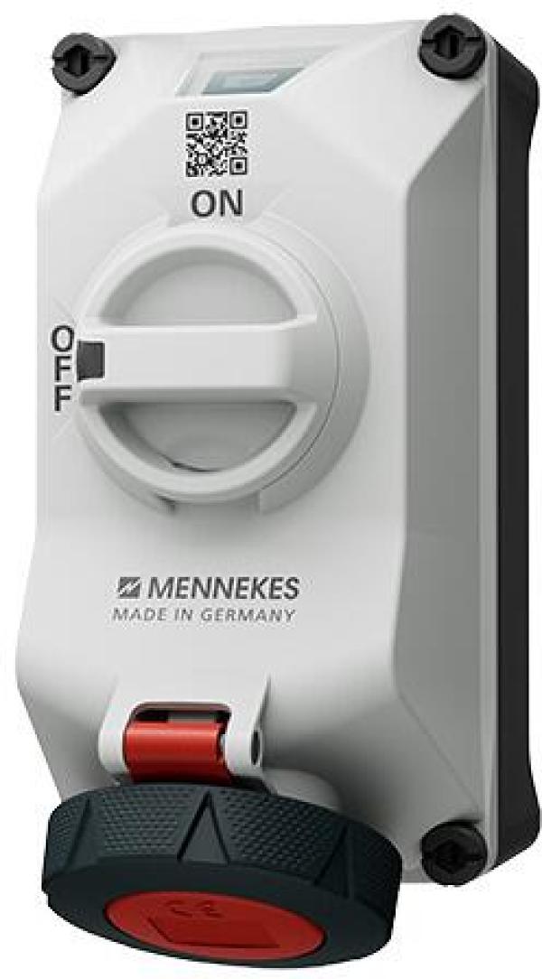 ARDEBO.de Mennekes Wandsteckdose DUOi, 16A, 5-Polig, 6h, 400V, IP69, weiß rot (5612506G)